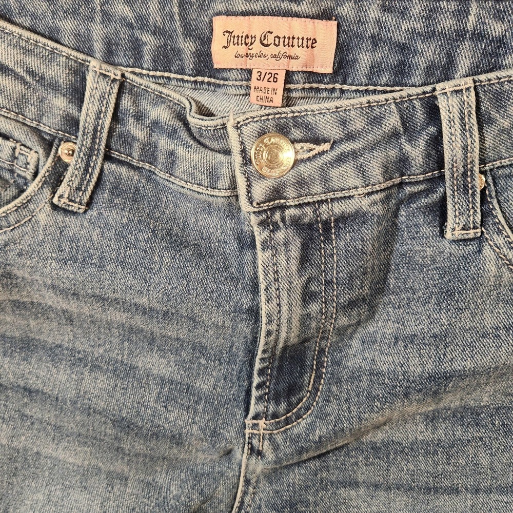 Juicy Couture Jeans Womens 3/26 Blue Lunita Rhinestone Juicy Flare Vintage Y2K - Picture 2 of 12